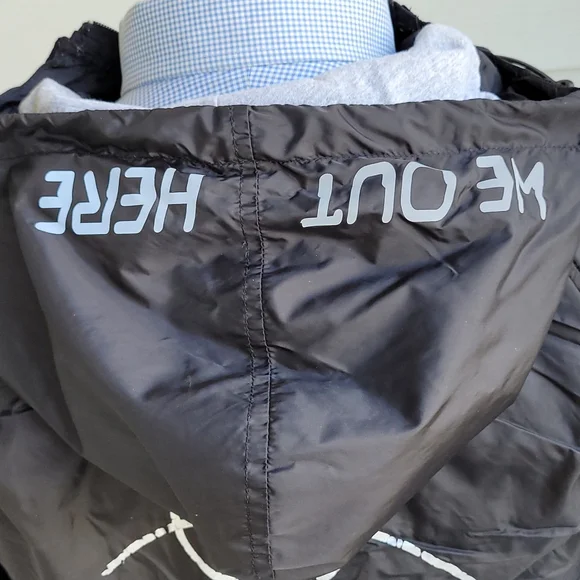 RIPNDIP‎ Black Silver Nylon Hood Mens Sz L Half Zip Pullover Windbreaker Jacket - Picture 6 of 11